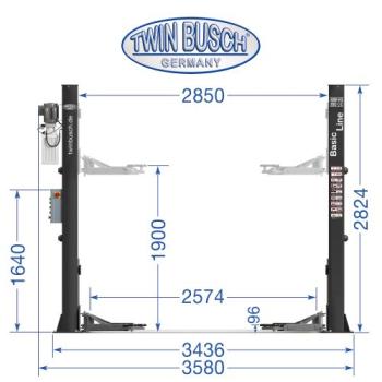 Twin Busch 2-Säulen-Hebebühne 4.2t – Basic-Line – automatische Entriegelung TW242E Grey Line